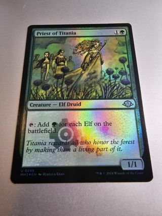 Magic the gathering mtg Priest of Titania foil card Modern Horizons 3