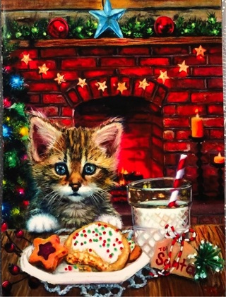 Christmas Kitty - 3 x 5” MAGNET - GIN ONLY