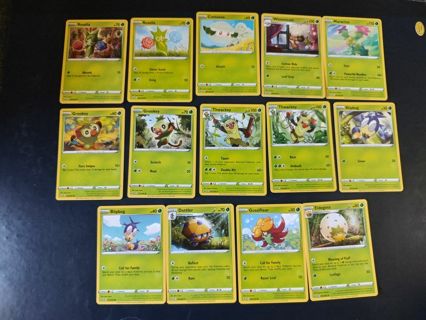 Pokemon SWSH Base Set Grass 14 Cards