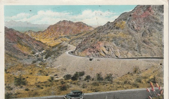 Vintage Used Postcard: gin z: 1932 Telegraph Pass, Hiway 80, Phoenix to Yuma, AZ