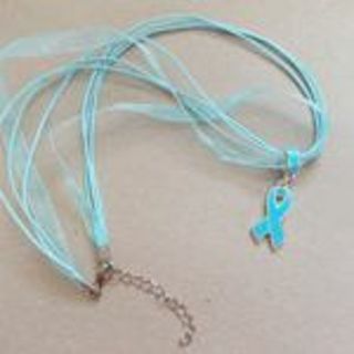 Light Blue Awareness Ribbon Necklace