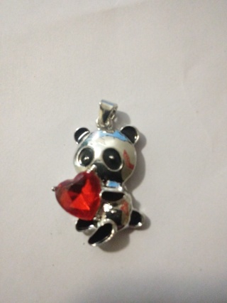 Panda bear with red heart jem charm