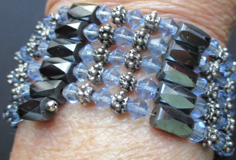 Hematite 925 Silver & Blue Crystal Magnetic Bracelet or Necklace