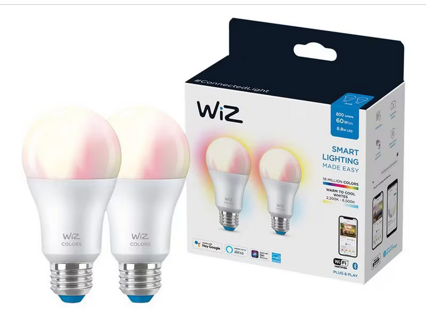 WiZ Colors LED Light Bulb 8.8W A19 E26 (2 pack)