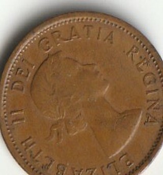 1957 Canadian Elizabeth II 1 Cent