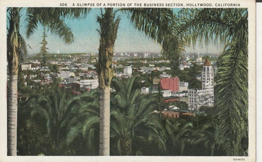 Vintage Used Postcard: L: Business Section, Hollywood, CA