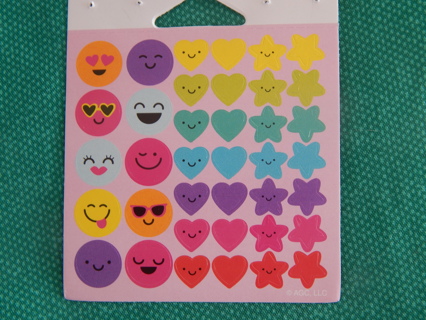 MINI sheet of stickers!!  Hearts, stars & smiley faces