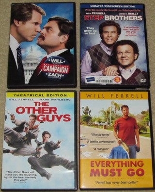 Lot of 4 DVDs starring Will Ferrell- The Campaign, Step Brothers, The Other Guys, Everything Must Go