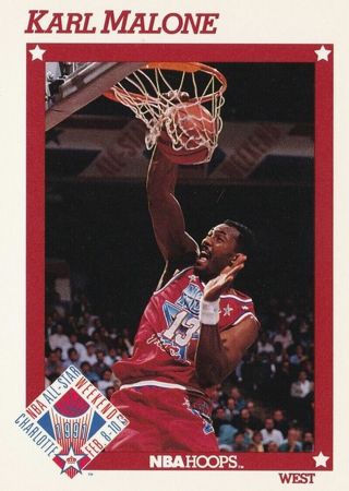 KARL MALONE 1991-92 NBA Hoops Basketball All Star # 267 Utah Jazz