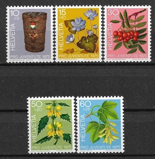 1975 Switzerland ScB434-8 complete Pro Jeventute set of 5 MNH