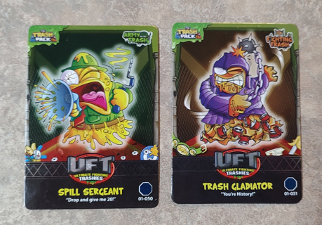 Lot of 2 - RARE Foil Letter UFT Series 1 2011 The Trash Pack Game Cards Ultimate Fighting Trashies 
