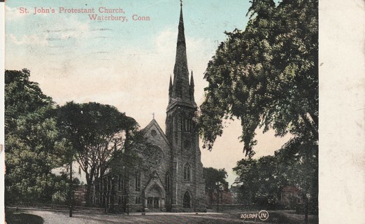 Vintage Used Postcard: (a): 1907 St John's Protestant Church, Waterbury, CT