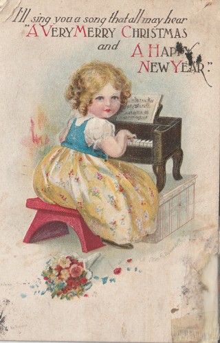 Vintage Used Postcard: (m): Pre Linen: Merry Christmas/Happy New Year
