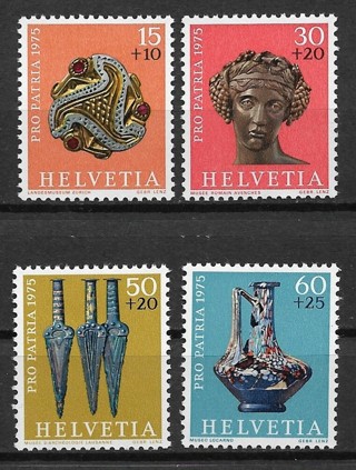 1975 Switzerland ScB430-3 Pro Patria/Archeological Treasures MNH C/S of 4