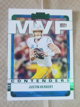 Los Angeles Chargers Justin Herbert Emerald Green Insert Football Card