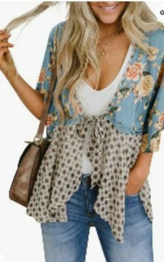 Woman's Cover Up Boho Top Floral BEAUTIFUL & Brand New with Tags! NWT!