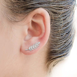 [NEW] Sparkly Silver 925 Leaf Branch Earrings (Silver)