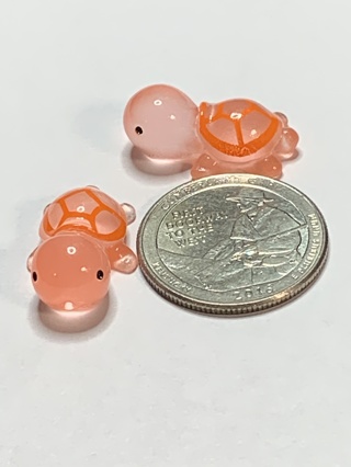 TURTLES~#2~ORANGE~SET OF 2 TURTLES~GLOW IN THE DARK~FREE SHIPPING!