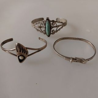 3 vintage sterling silver bangle bracelets