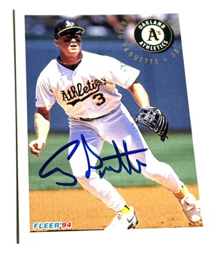 Autographed 1994 Fleer Oakland Athletics Baseball Card #272 Craig Paquette