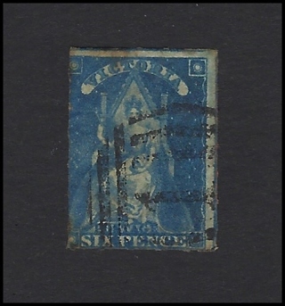 1858 Victoria (Australian state) stamp, U/F, with large star WM, Scott 30, est CV $28.10