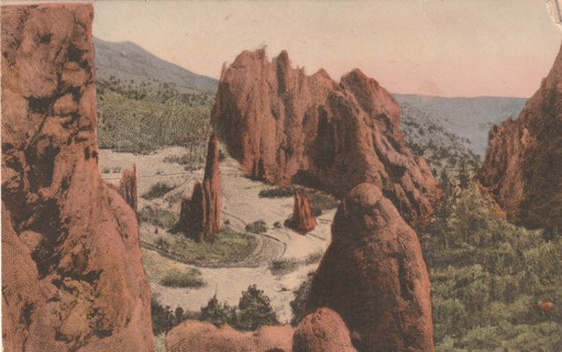 Vintage Used Postcard: b: 1929 Garden of the Gods, CO