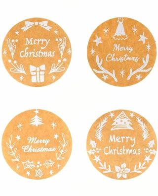 ⭕⛄SPECIAL⛄⭕(32) 1" KRAFT PAPER MERRY CHRISTMAS STICKERS!!⛄