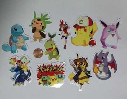 10 Pokémon Stickers, NEW, Unused