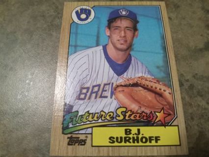 1987 TOPPS FUTURE STARS B.J. SURHOFF MILWAUKEE BREWERS BASEBALL CARD # 216