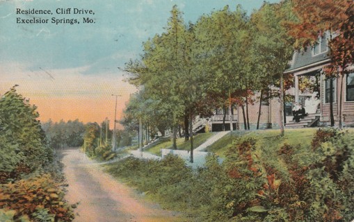 Vintage Used Postcard: 1917 Residence, Cliff Drive, Excelsior Springs, MO