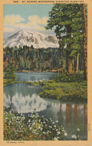 Vintage Used Postcard: Linen: Mount Rainier, Washington