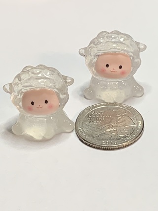 SHEEP~#14~SET OF 2 SHEEP~GLITTERY~GLOW IN THE DARK~FREE SHIPPING!