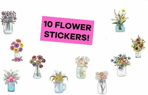 ⭐NEW⭐(10) 1" FLOWERS stickers BNWOT.