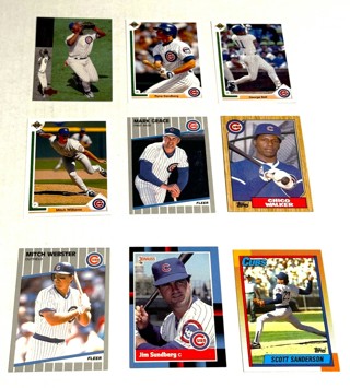 Cubs-9 Card Lot- Grace,Sandberg,Bell,Williams,Sundberg,Sanderson