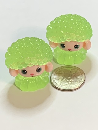 LAMBS~#9~GREEN~SET OF 2 LAMBS~GLOW IN THE DARK~FREE SHIPPING!