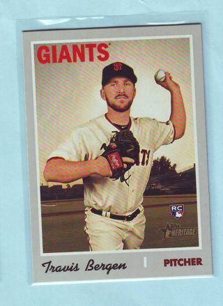 2019 Topps Heritage Travis Bergen ROOKIE Baseball Card # 697 Giants