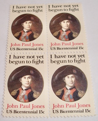 Scott #1789, John Paul Jones, Pane of 4  Useable 15¢ US Postage Stamp. Has Original Gum.