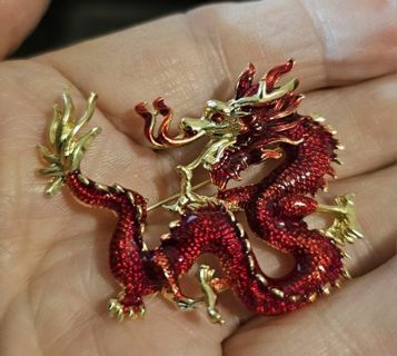 Red Chinese Dragon Brooch