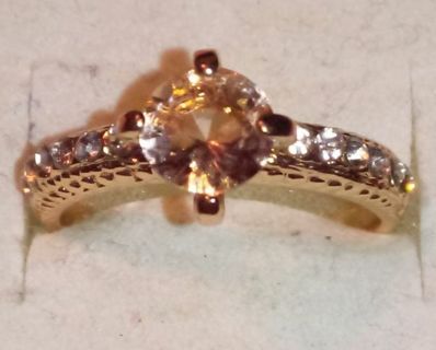 Cubic Zirconia Champagne Solitaire size 9