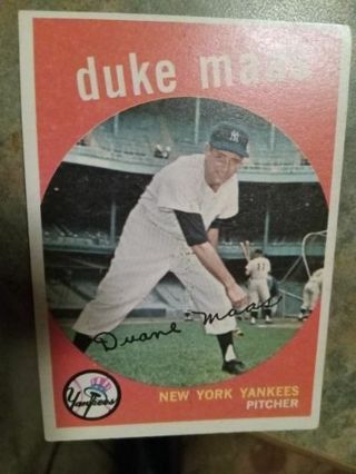 1959 T.C.G. DUKE MAAS NEW YORK YANKEES BASEBALL CARD# 167