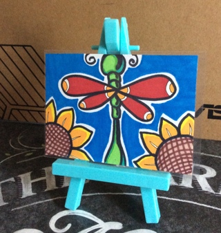 Dragonfly with Sunflowers original drawing aceo Limited time sale