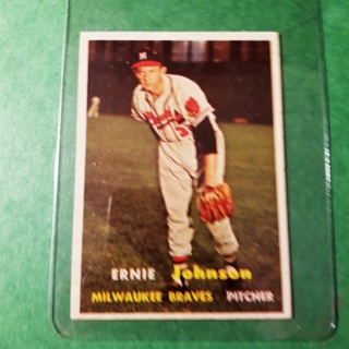 1957 - TOPPS BASEBALL - CARD NO. 333 - ERNIE JOHNSON - BRAVES - BV= $20