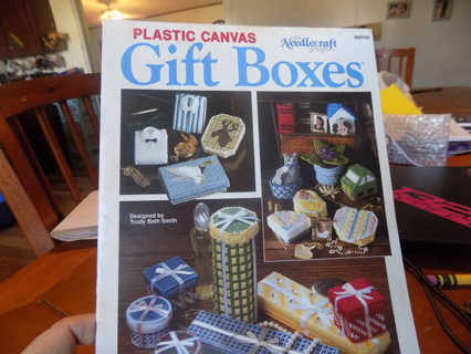 Needlecraft Shop plastic canvas gift boxes designed Trudy  Bath Smith vintage 1990