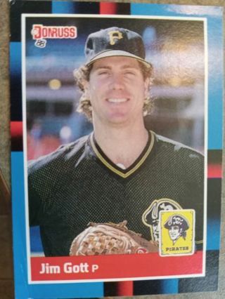 1988 DONRUSS JIM GOTT PITTSBURGH PIRATES BASEBALL CARD# 606