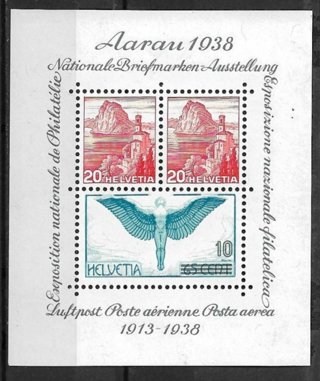 1938 Switzerland Sc242 Natl. Phil. Exhibition at Aarau MH S/S