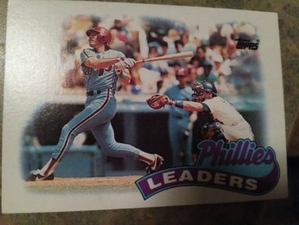 1989 TOPPS PHILLIES LEADERS BASEBALL CARD# 489