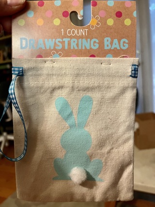 Small canvas bunny draw-string gift bag perfect for Easter baskets