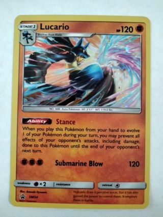 Lucario sm54 rare holo promo NM Pokemon