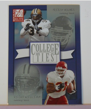 2002 Donruss Elite "College Ties" Ricky Williams/Priest Holmes S/N #0277/1000