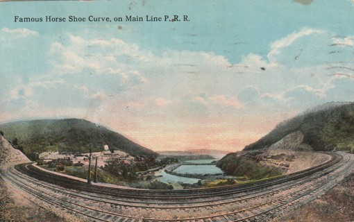 Vintage Used Postcard: q: 1914 Horse Shoe Curve on Main Line P.R.R., PA